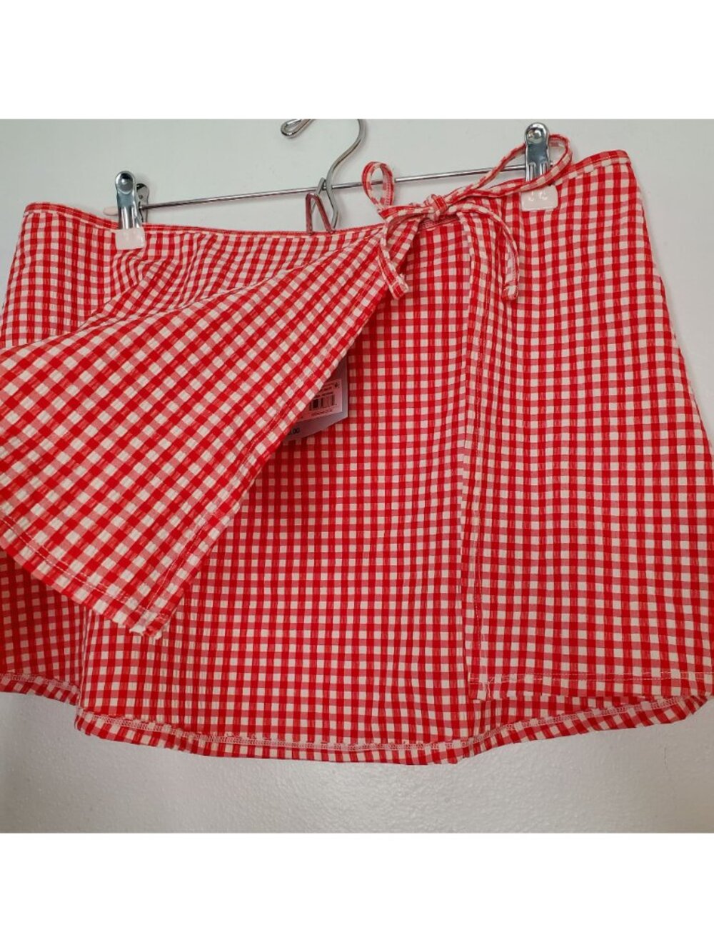 Red Gingham Wrap Skirt By Shade & Shore Medium M (8-10) Lightweight Summer Desig - Picture 5 of 7
